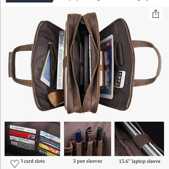 Augus Leather Briefcase - Picture 2 of 4